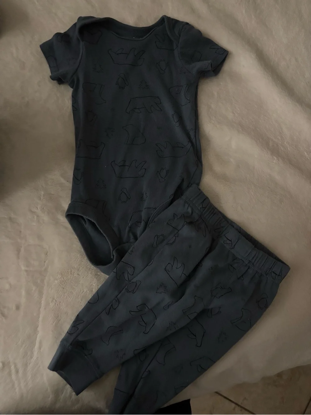 Carter's Dark Blue Bear Print Pajama Set - Bodysuit & Pants